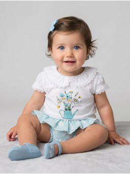 Baby girl ruffle collar T-shirt